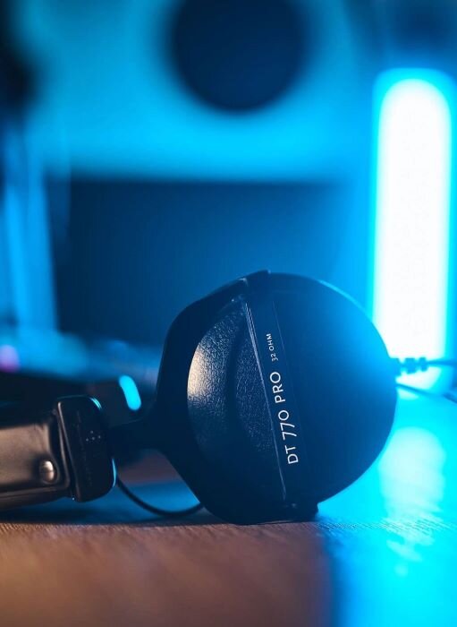 Beyerdynamic DT770 Pro 80 headphones in podcast studio