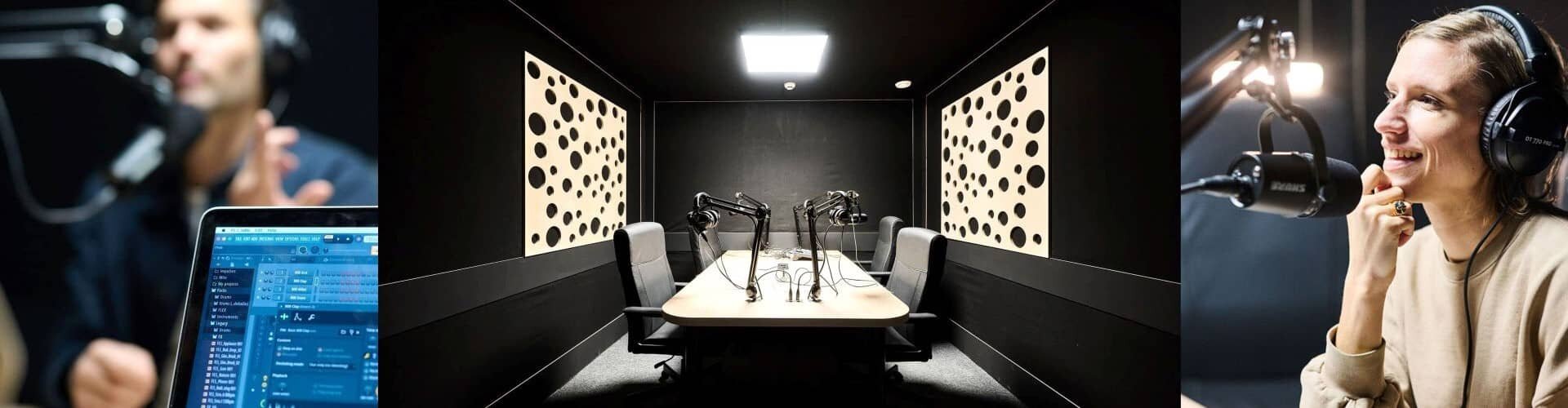 Actieve podcasters in een podcaststudio 